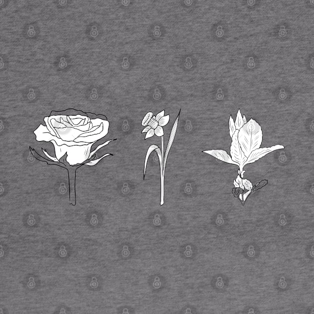 black rose flower line art design by Artistic_st